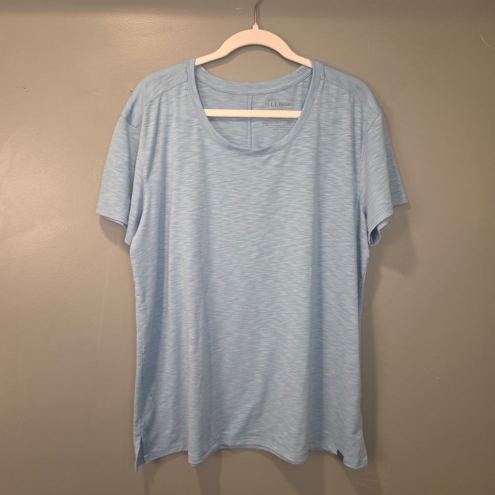L.L. Bean Women's Heathered Short Sleeve T-Shirt Scoop Neck, Size XL,‎ Blue